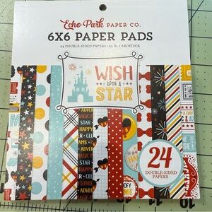 Set of 6x6 Paper Pad w/ Matching Ephemera Package- Wish Upon a Star